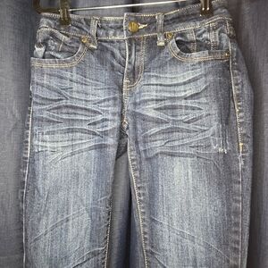 Junior Y2K NV Brand Distressed Blue Jeans Gold